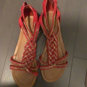 Aldo red zipper sandals